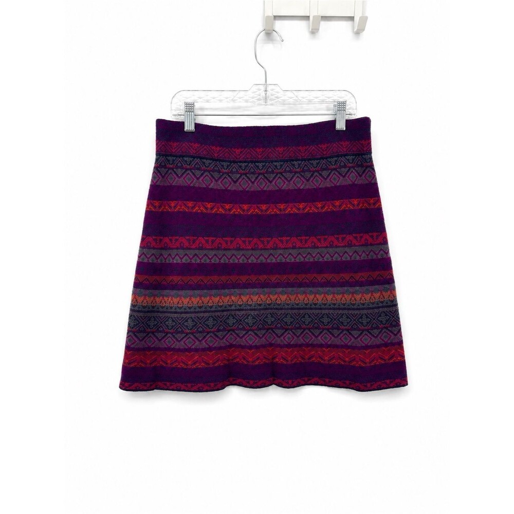 Krimson Klover Purple Merino Sweater Skirt Mini Size Medium Geometric